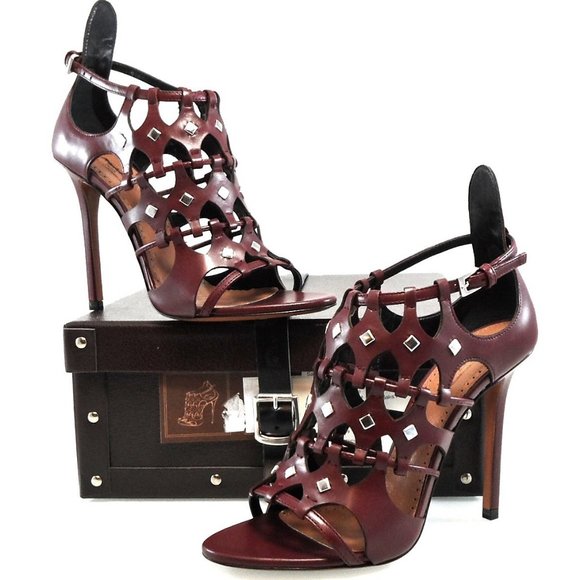 NIB $1565 ALAIA Studded Woven Cut-Out Caged Gladiator Sandals Heels Pump 36.5